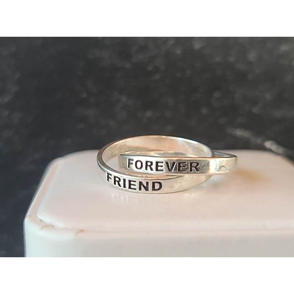 925 Sterling Silver Forever Friend Intertwined Rings, Size US 6.75 Vintage